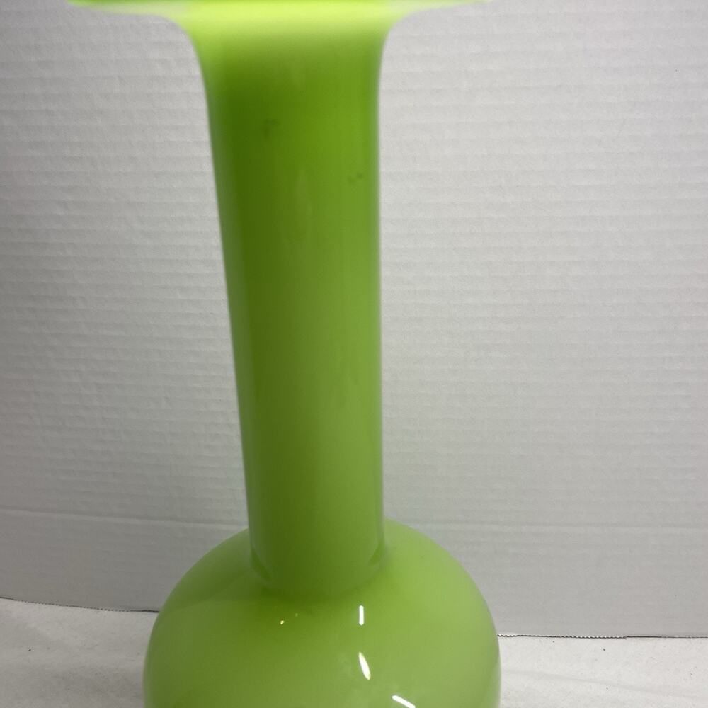 LSA International Blown Art Glass Vase Lime Green White Cased 12.5 Inches Poland - Picture 3 of 8